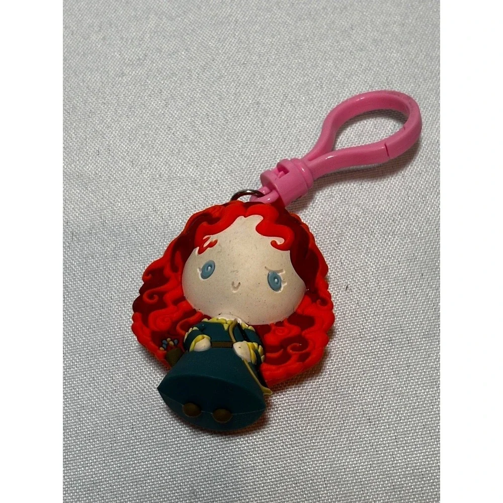 Disney Pixar Brave Merida Princess 3D  Bag Charm Clip Keychain Pink Clasp